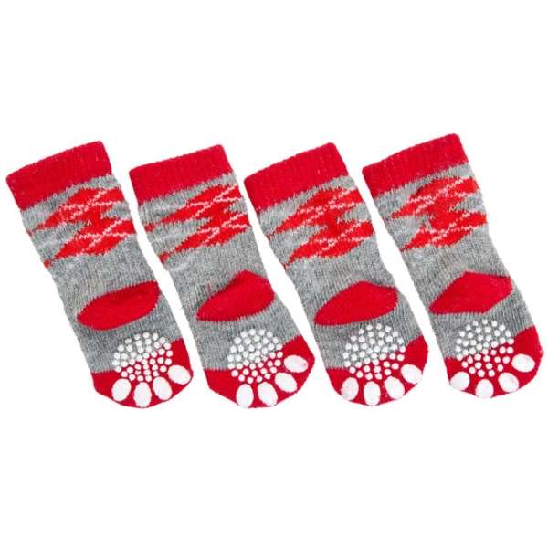 Karlie Doggy Socks Hundesocken 4er Set - Rot/Grau - XS