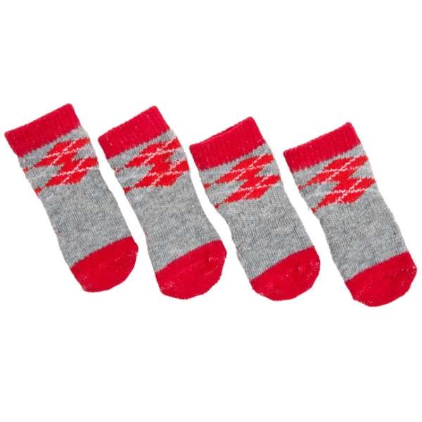 Karlie Doggy Socks Hundesocken 4er Set - Rot/Grau - XS