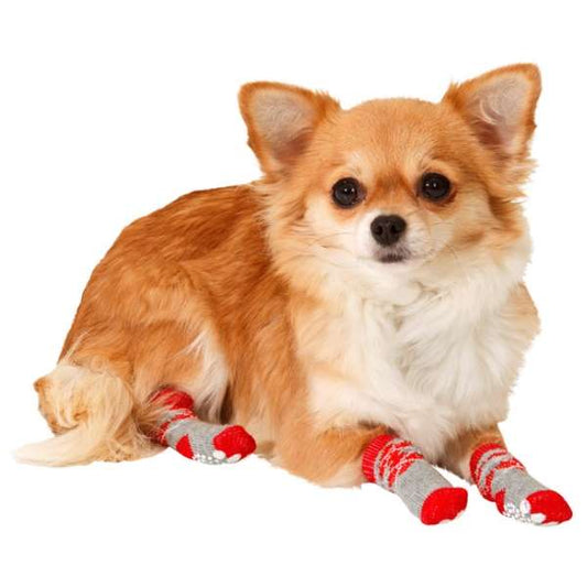 Karlie Doggy Socks Hundesocken 4er Set - Rot/Grau - L