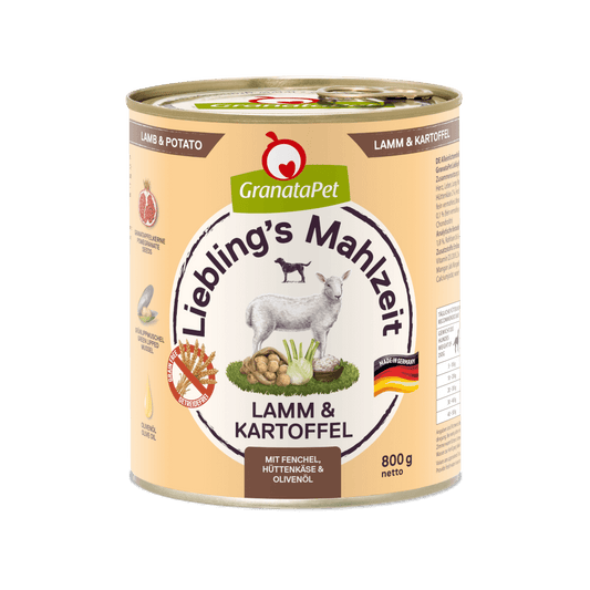 GranataPet Lieblings Mahlzeit Lamm & Kartoffel, Fenchel, Hüttenkäse und Olivenöl - 6x800g