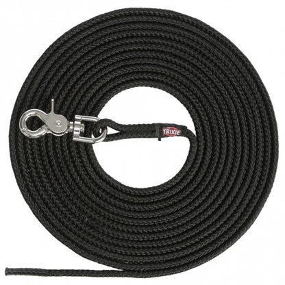 Trixie Schleppleine, rund aus Segeltau mit Trigger Snap Hook - schwarz - 10 m