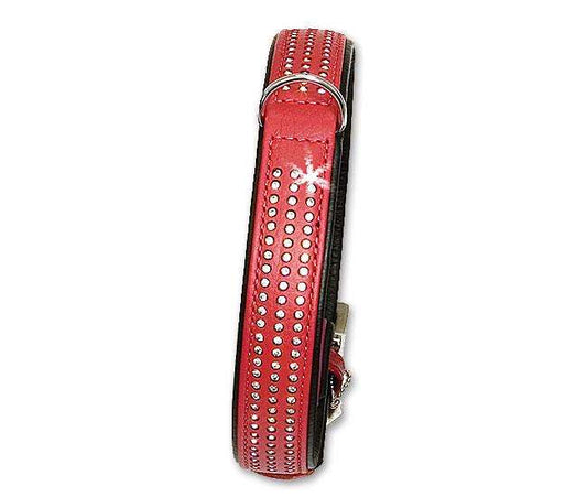 Karlie Vintage Strass Halsband 3-reihig - Rot - 24 mm, 40 cm