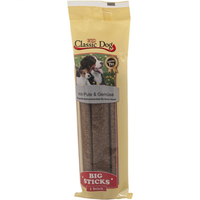 Classic Dog Big Sticks Pute & Gemüse - 16 x 3er Pack