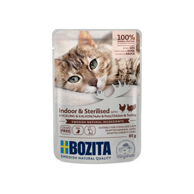 Bozita Cat PB Indoor & Sterilised Häppchen in Soße Huhn & Pute 12x85g