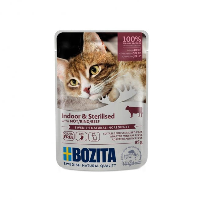 Bozita Cat PB Indoor & Sterilised Häppchen in Gelee Rind 12x85g