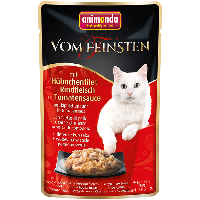 Animonda vom Feinsten Cat mit Hühnchenfilet & Rindfleisch in Tomatensauce 18x50g