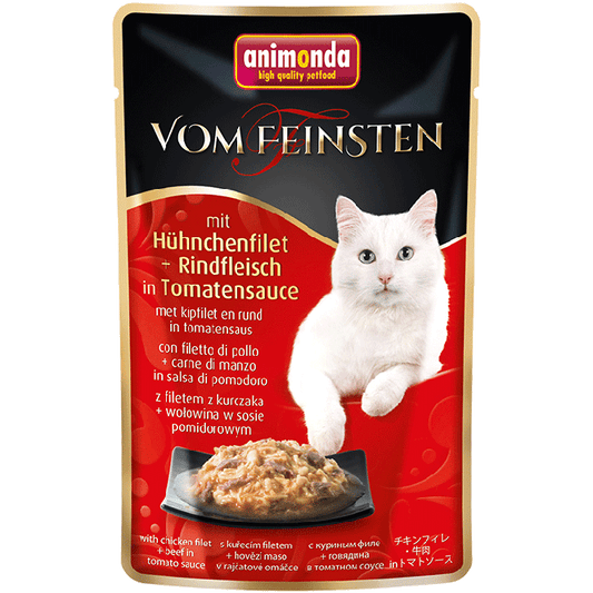 Animonda vom Feinsten Cat mit Hühnchenfilet & Rindfleisch in Tomatensauce 18x50g