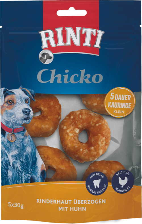 Rinti Extra Chicko Dauer-Kauringe klein mit Huhn - 5 x 30g